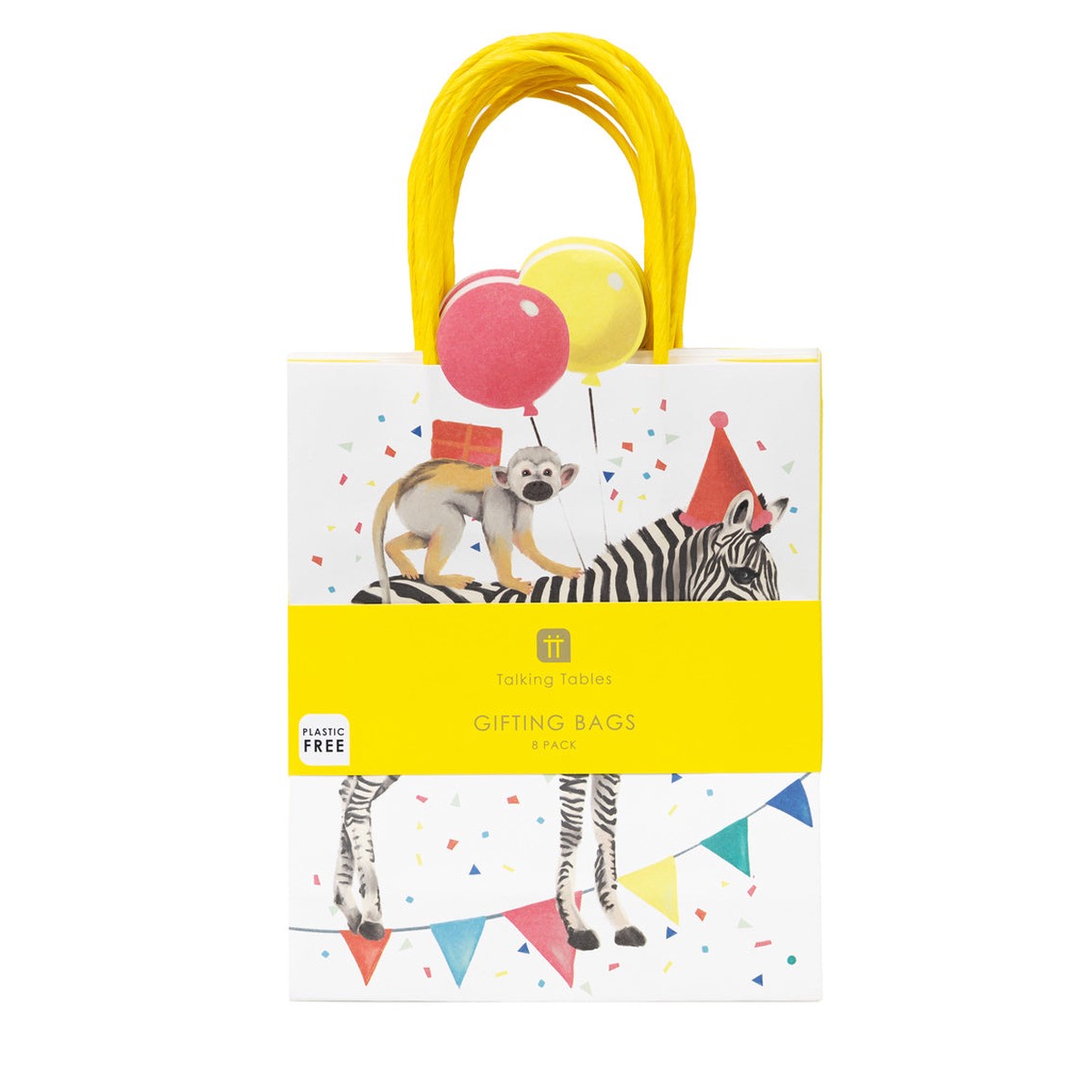 Party Safari Monkey Zebra Paper Treat Bags - 8 Pack