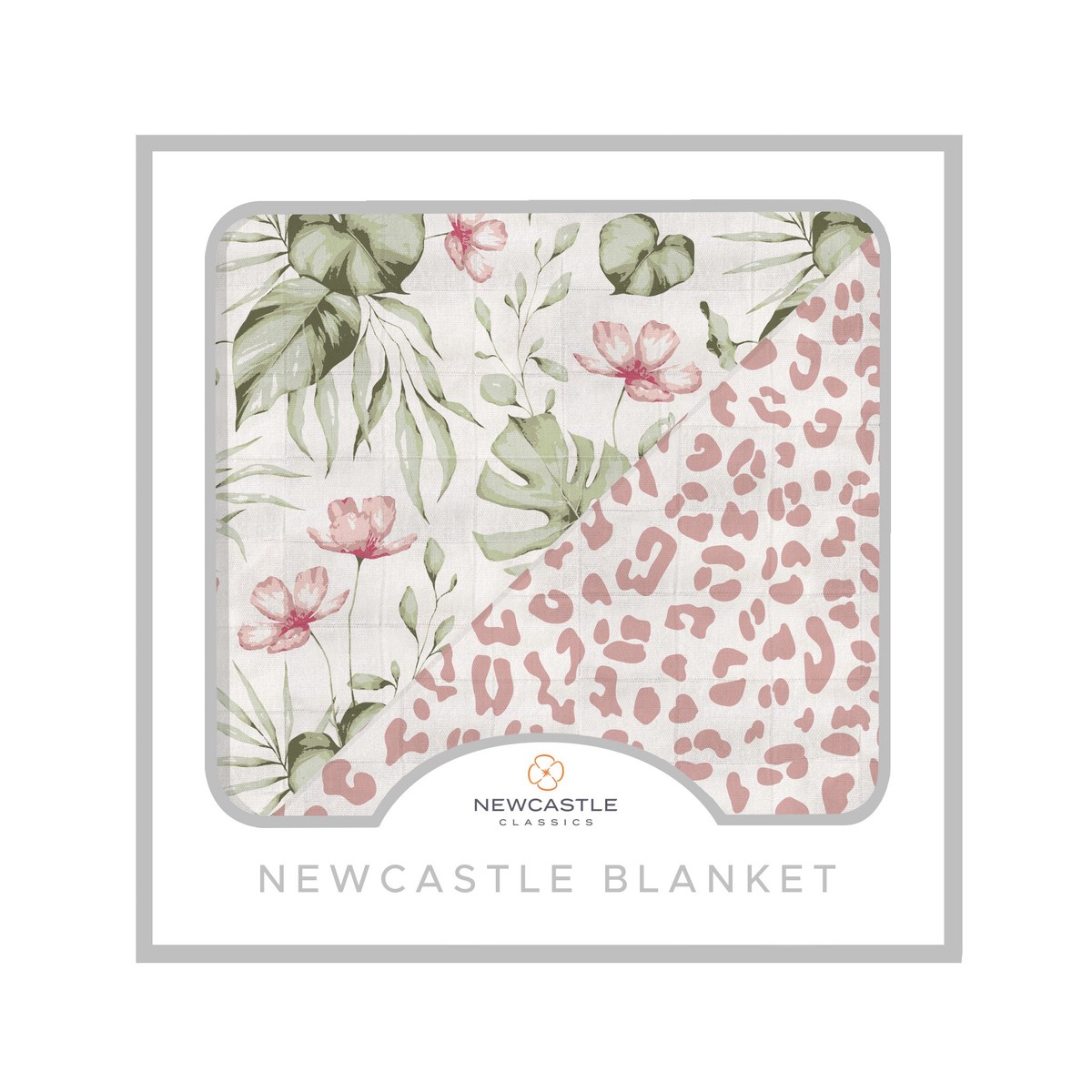 Silver Pink Orchid and Little Leopard Newcastle Blanket