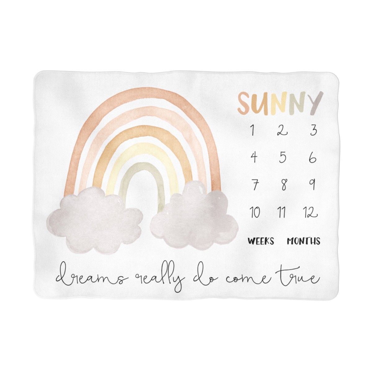 Sugar Maple Neutral Rainbow Milestone Blanket - Personalized