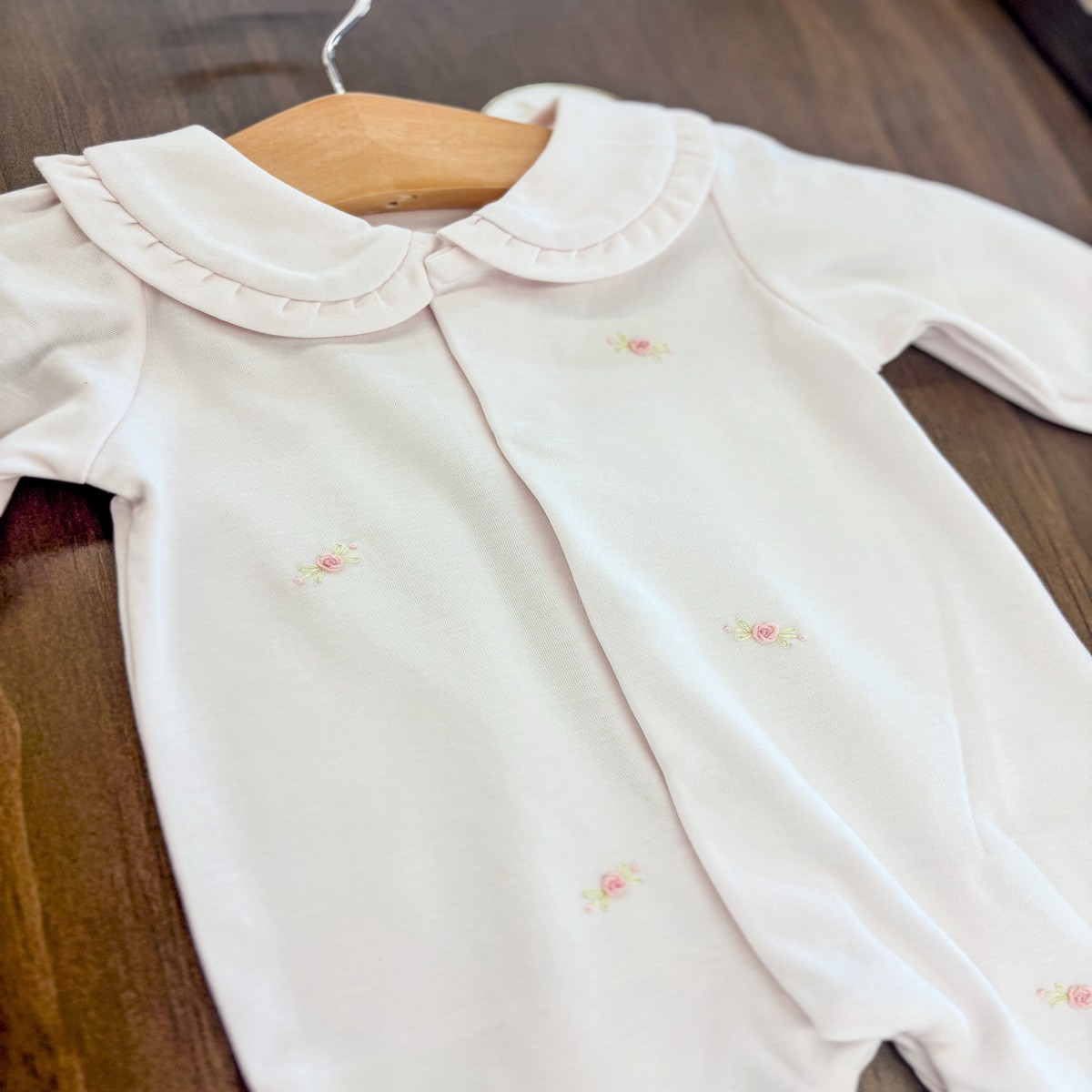 Baby Club Chic Sweet Roses Collared Footie wEmbroidery