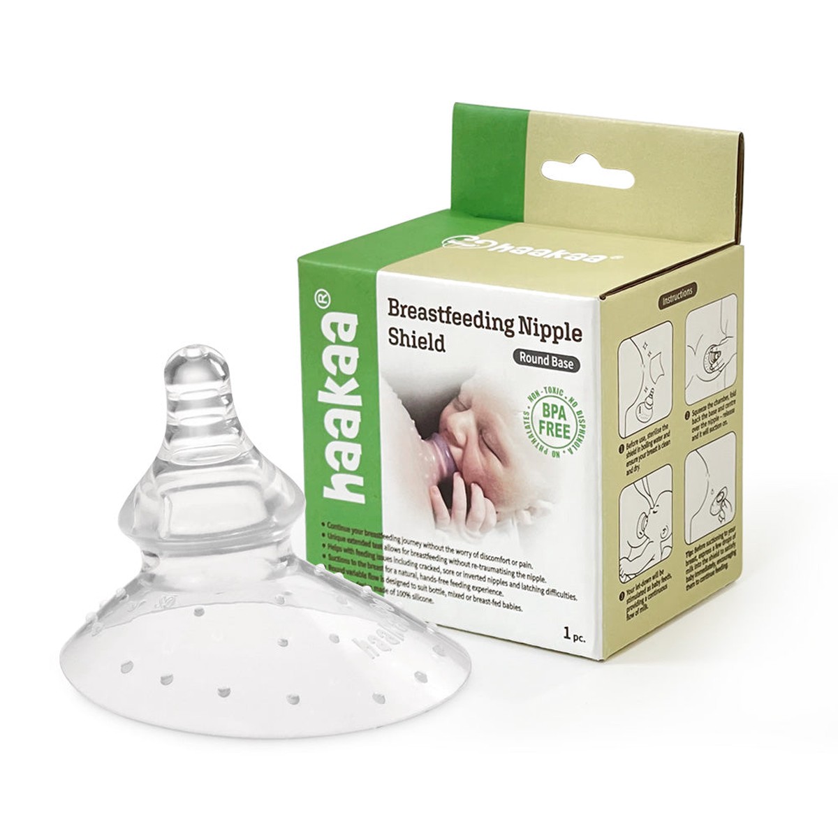 Haakaa Silicone Breastfeeding Nipple Shield Round Shape 1 pk