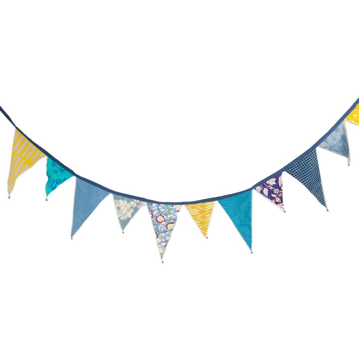 Moroccan Souk Blue and Yellow Upcycled Fabric Bunting – 3m