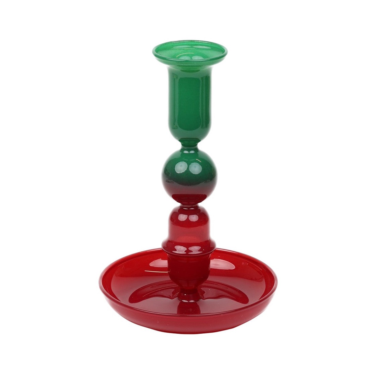 Red Green Ombre Christmas Glass Candle Holder