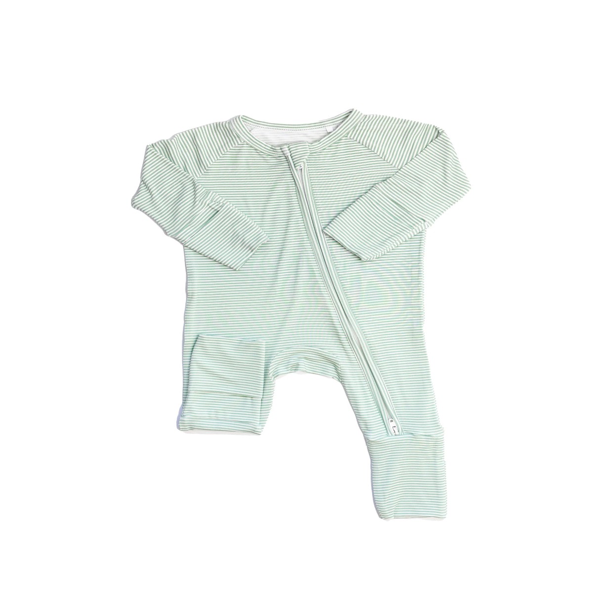 Uptown Baby Romper Lt Green Mini Stripe