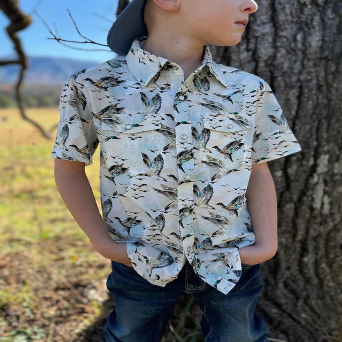Velvet Fawn Performance Pearl Snap Mallard Sky Shirt