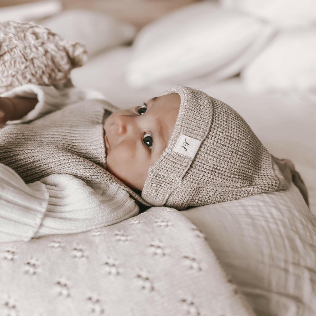 Luna Luca Knotted Hat - Heather Beige