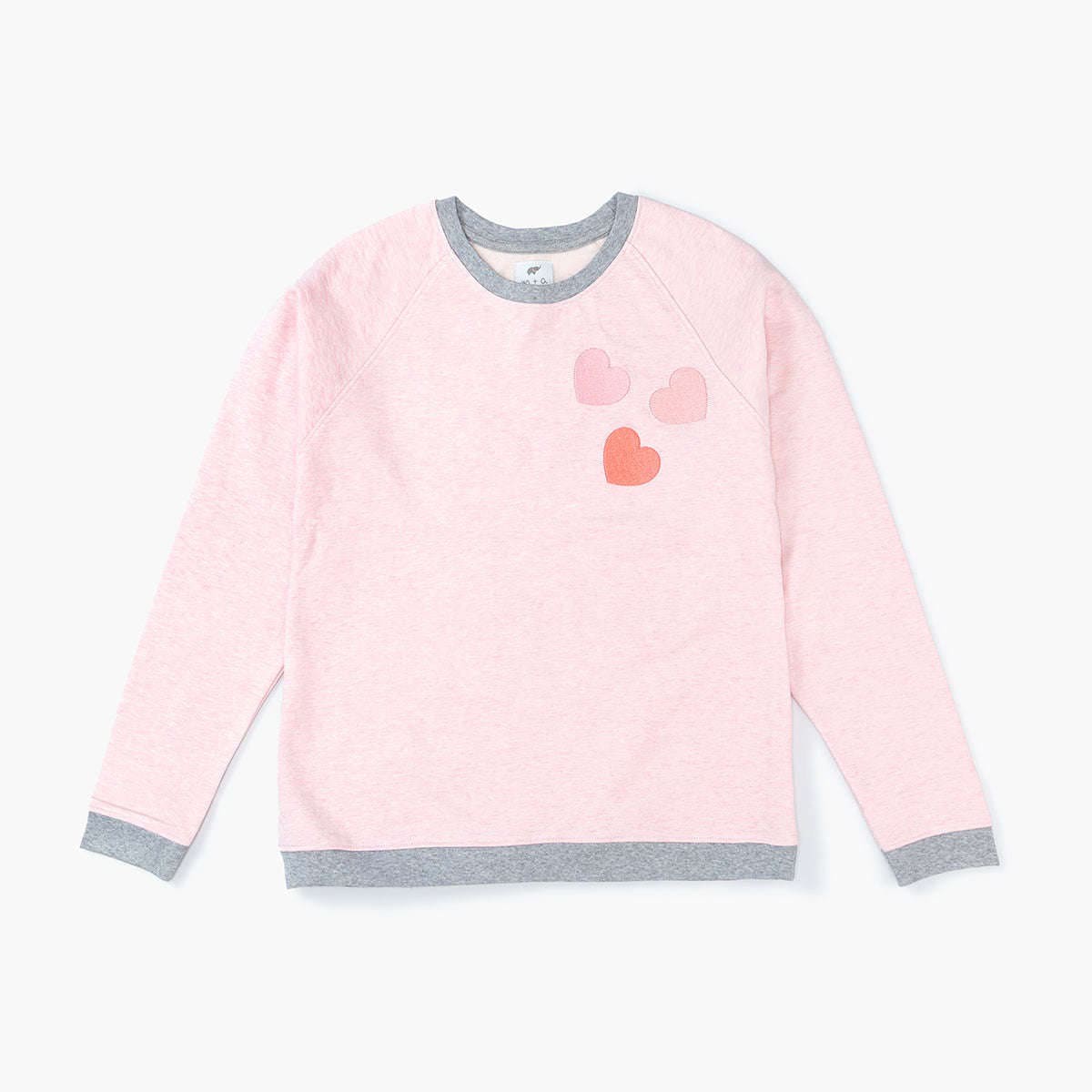 Adult Embroidered Crewneck Sweatshirt - Valentines Day Pink Hearts