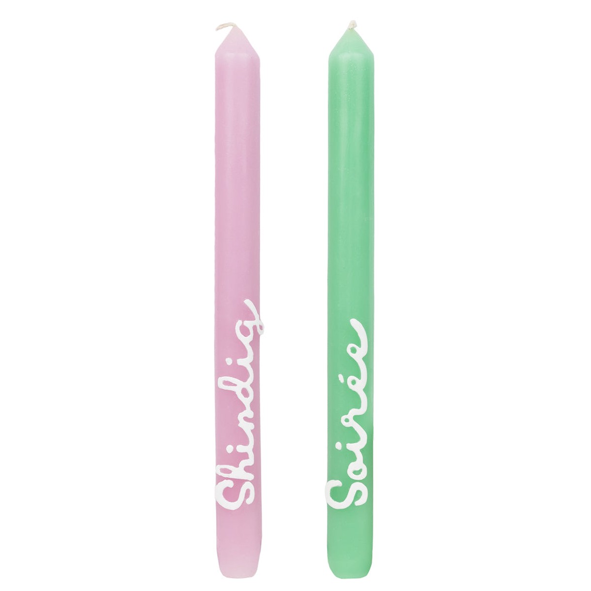 Green Pink Soiree Shindig Dinner Candles - 2 Pack
