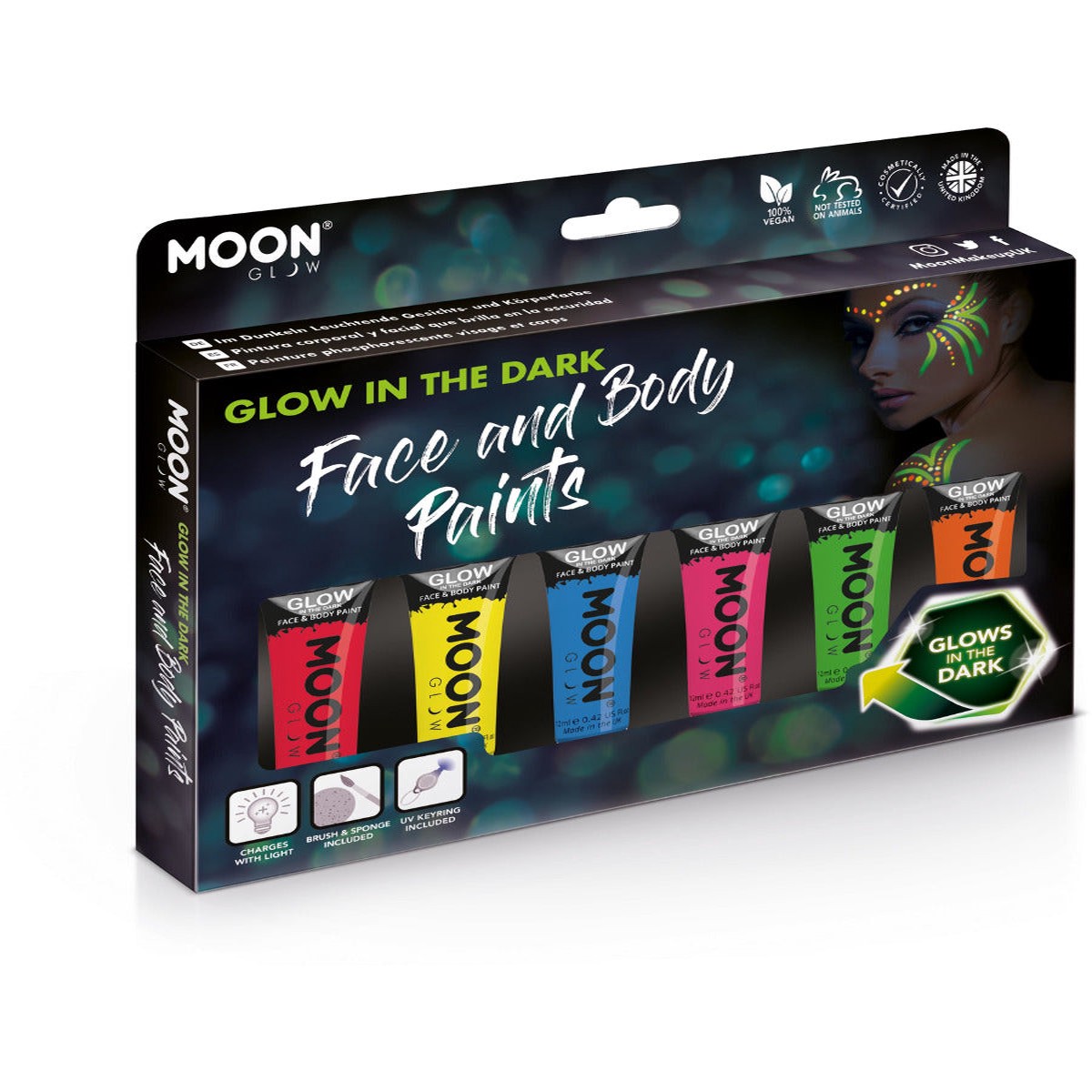 Moon Glow – Glow in the Dark Face Body Paint Boxset