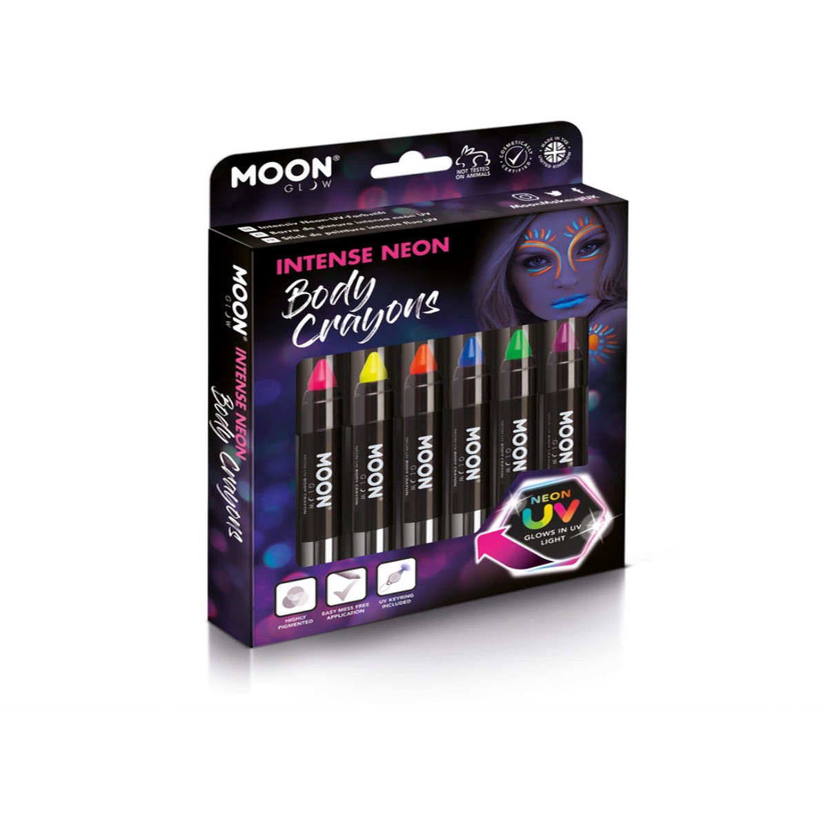 Moon Glow Intense Neon UV Body Crayons Boxset