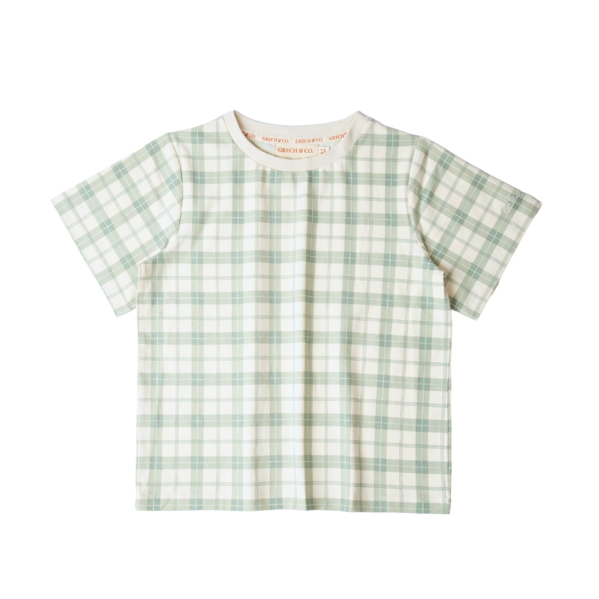 Oversized T-Shirt Organic Cotton Jersey - Fern Plaid