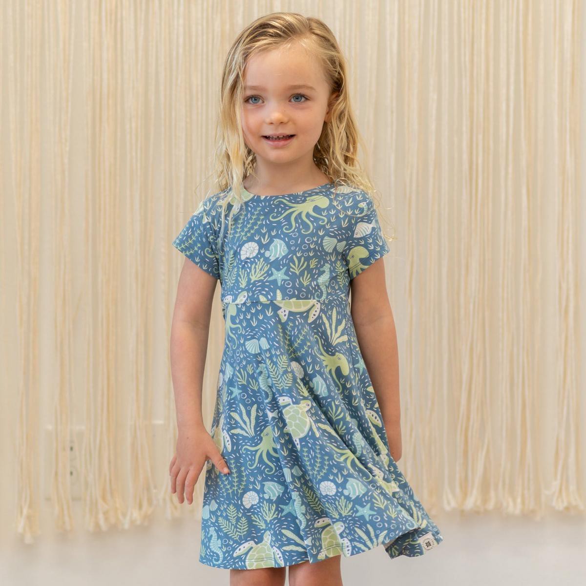 Swirly Girl Short Sleeve Dress – Under The Sea