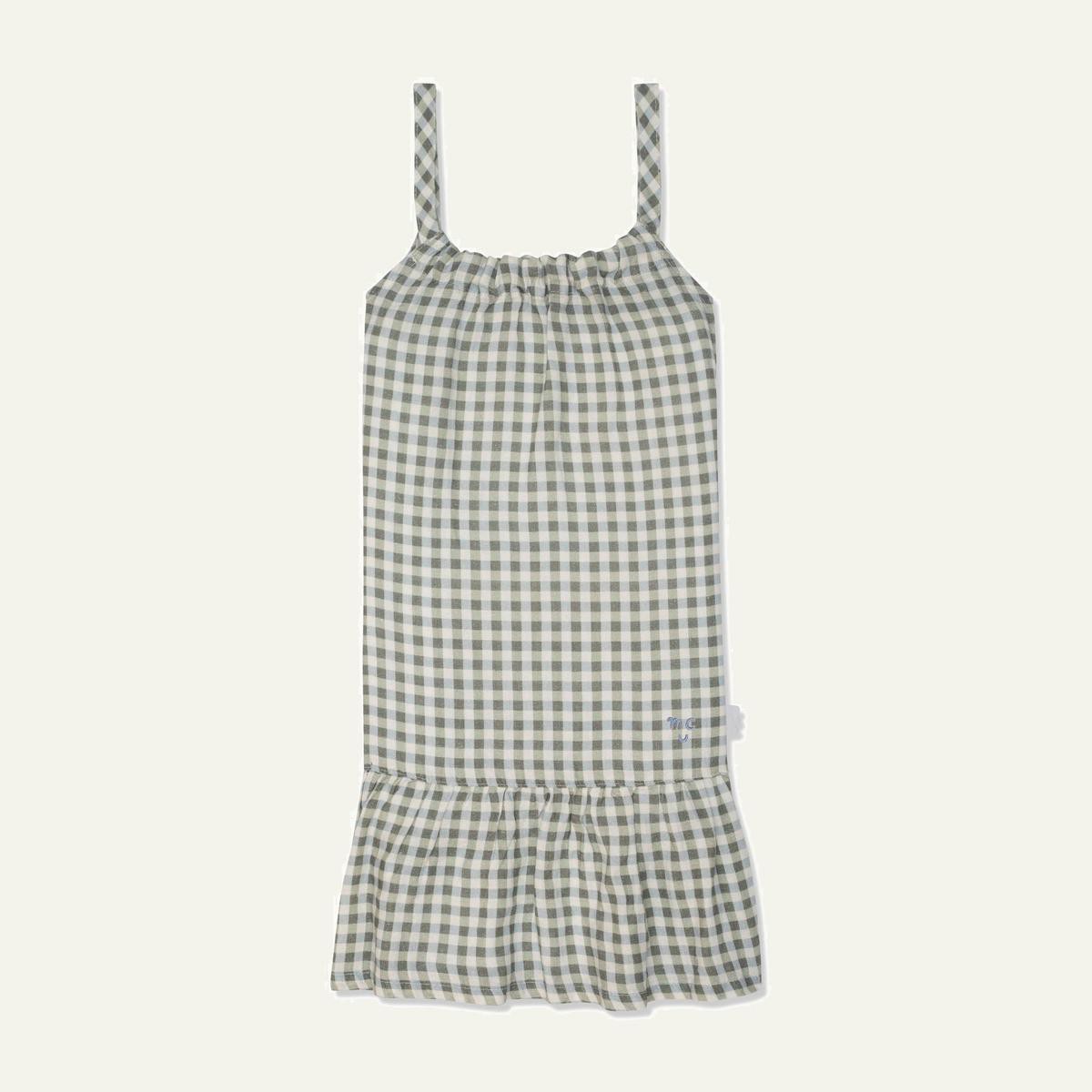 Blue Gingham Linen Kid Dress - Naturalfaded Denim