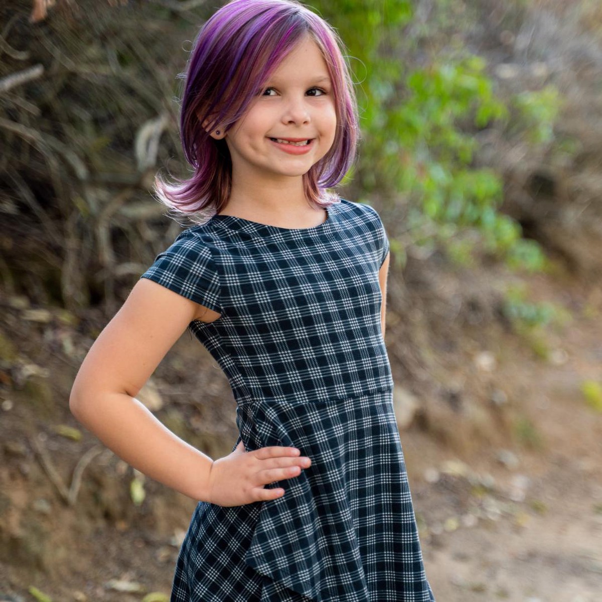Emmas Tulip Dress - Black Tartan