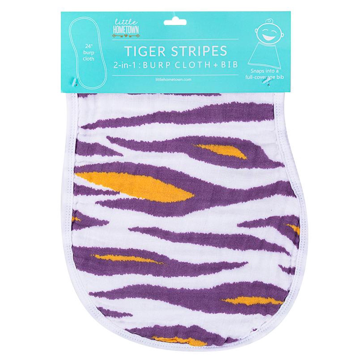 Little Hometown 2-in-1 Burp Cloth and Bib Tiger Stripe