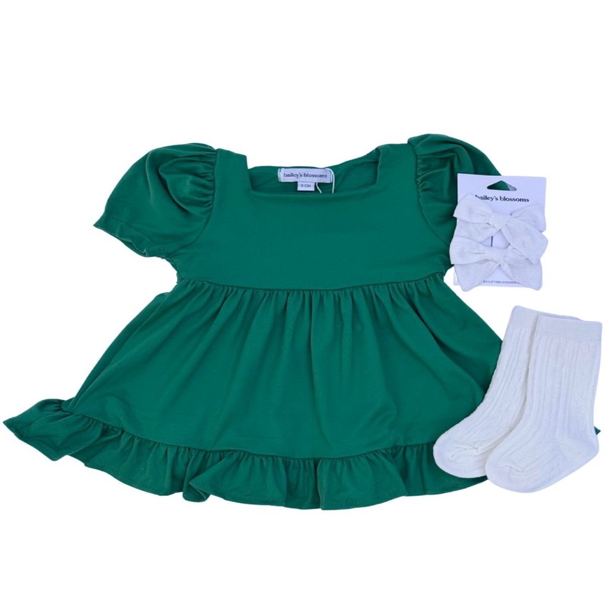 Phoebe Ruffle Dress – Christmas Green