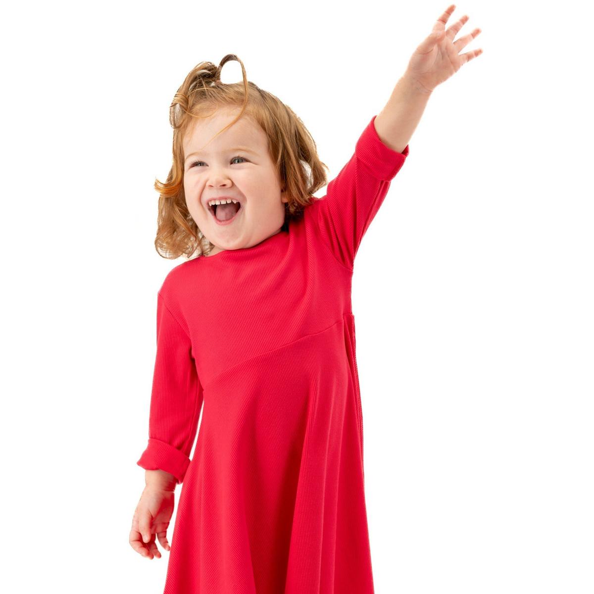 Twirl Dress with Bow – Ruby Red Ribbed