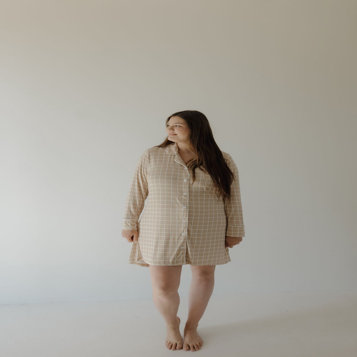 Womens Bamboo Sleeping Dress Grid