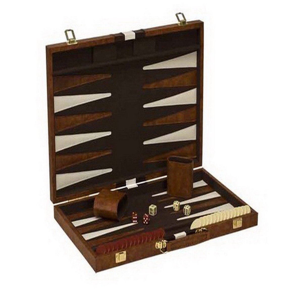 Backgammon - 18 Vinyl Case Brown White Stripe