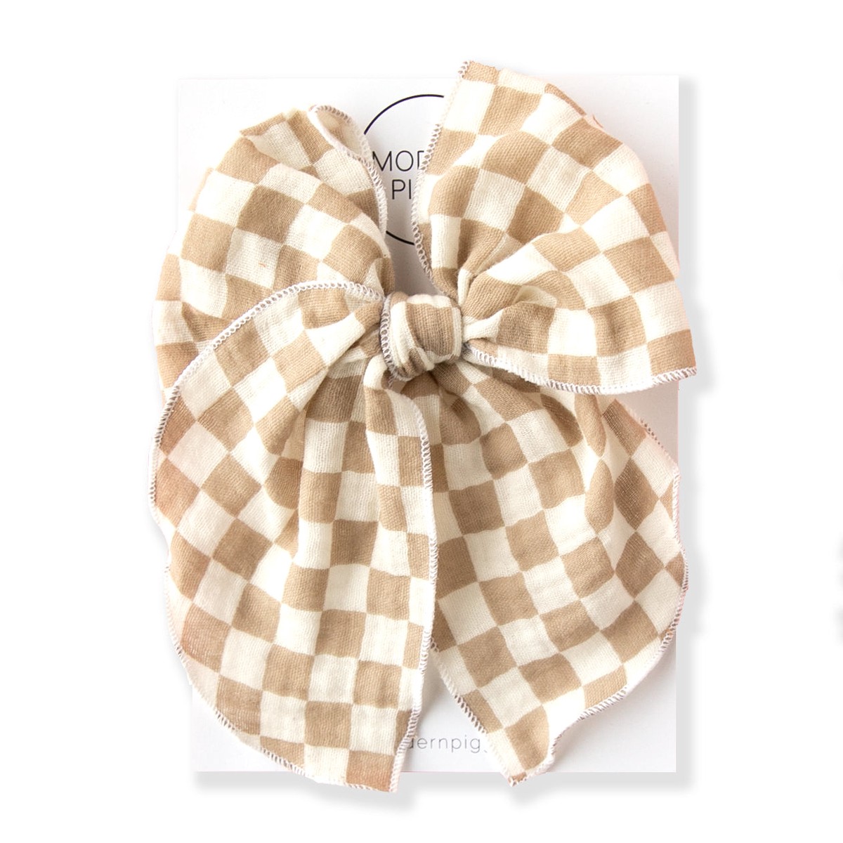 Checkerboard - Tan Party Bow