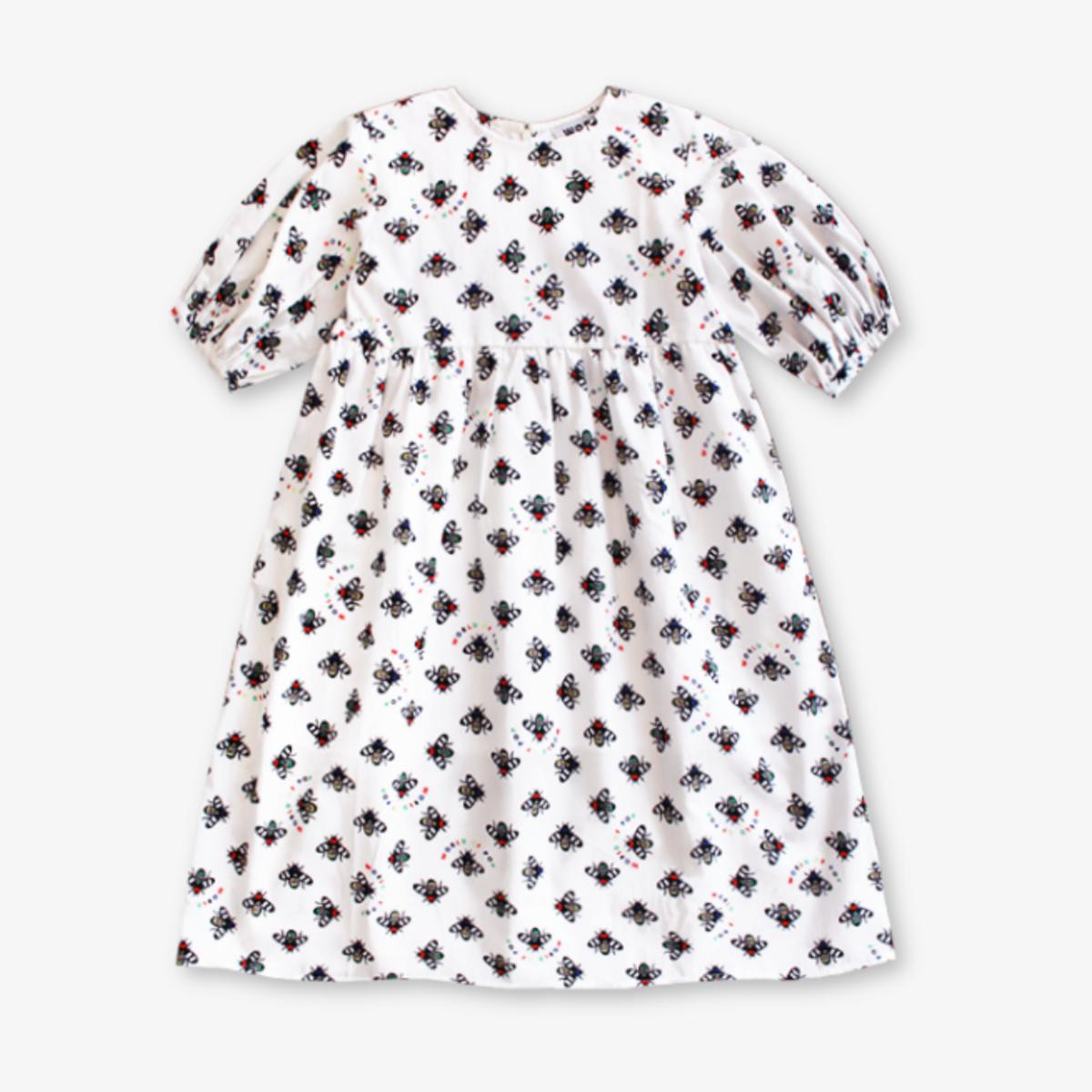 Printed dress bee lovers in popline