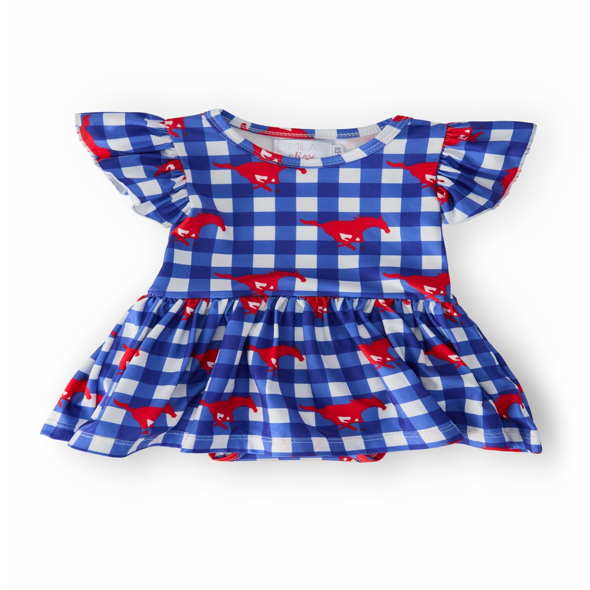 SMU Plaid Mustang Flutter Twirl Bodysuit