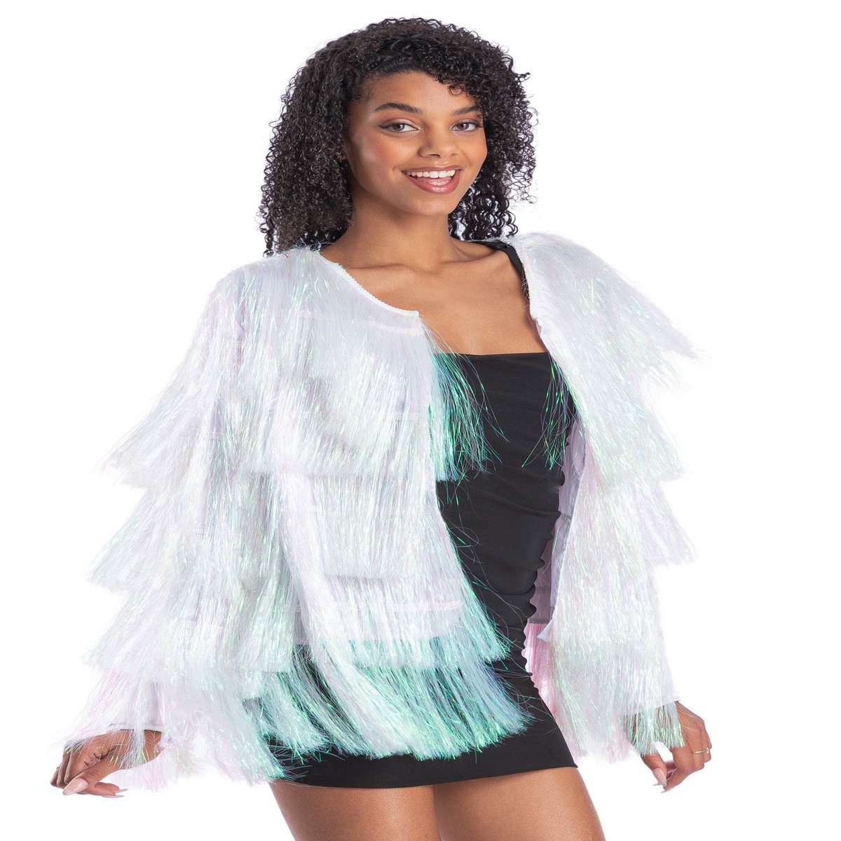 Fever Tinsel Festival Jacket Iridescent White