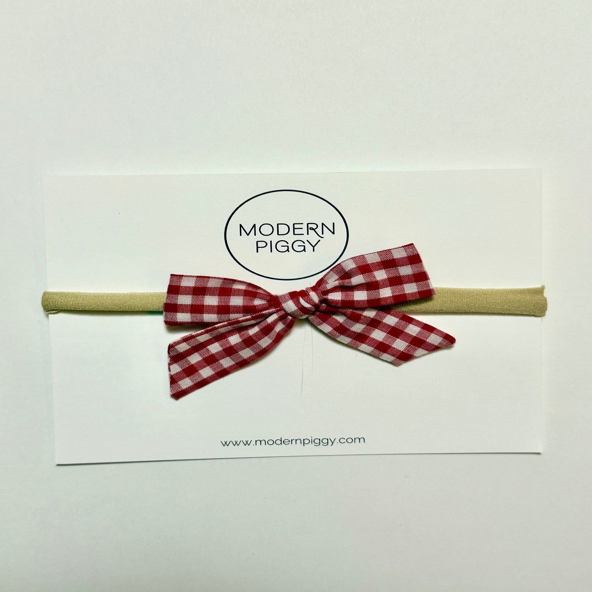 Gingham Glory- Red Hand-tied Bow