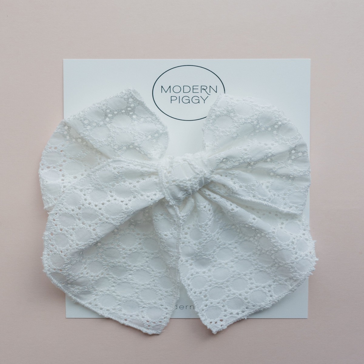 White Eyelet Party Bow