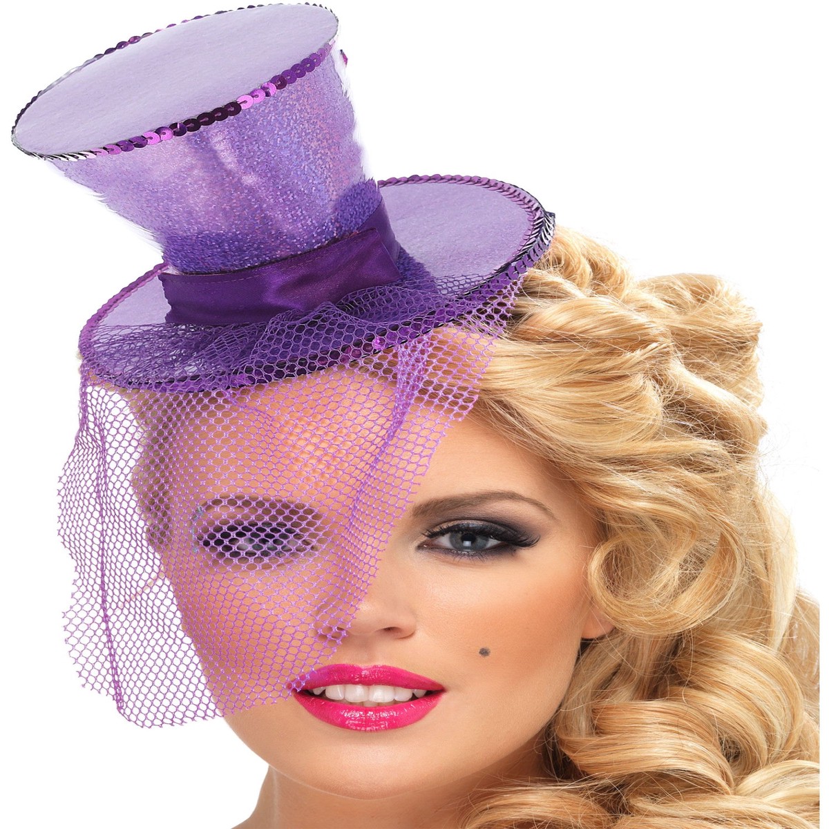 Fever Mini Top Hat on Headband Purple