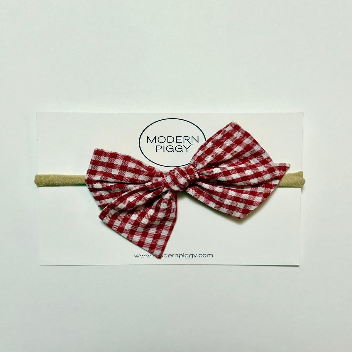 Gingham Glory- Red Oversized Hand-tied Bow