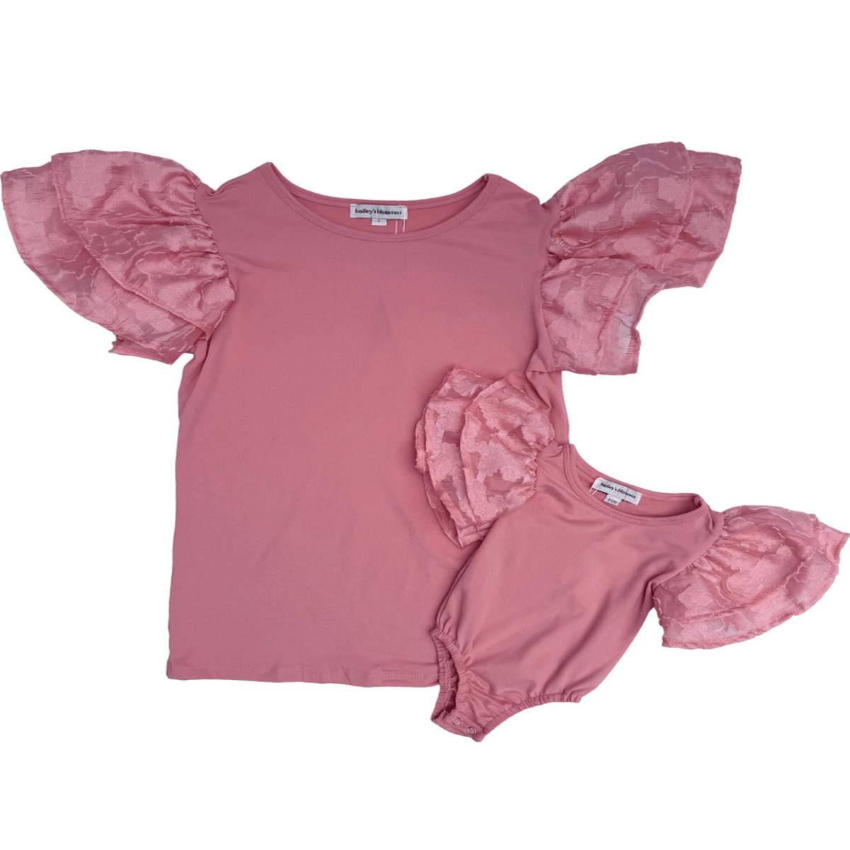 Cailyn Layered Flutter Sleeve Top Leotard - Coral Pink