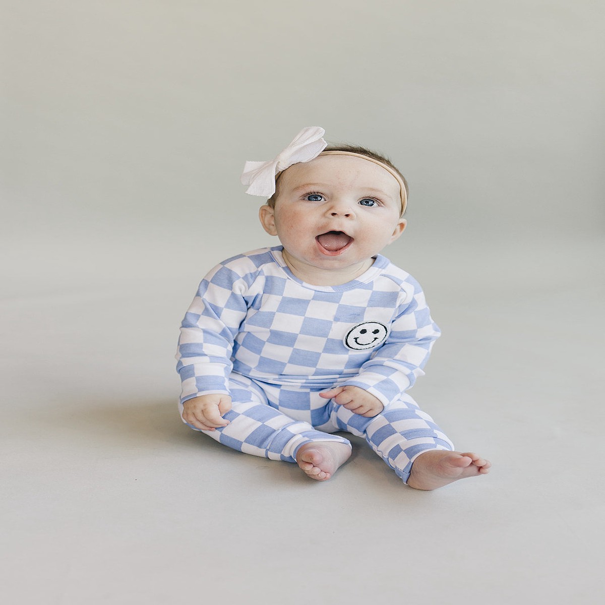 Checkered Smiley Lounge Set Blue