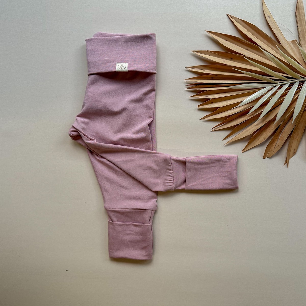 Fold Over Footie Leggings Dusty Pink Luxury Bamboo