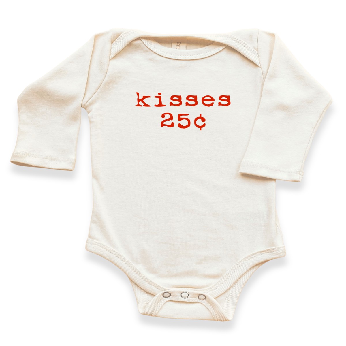 Kisses 25c Organic Baby Bodysuit Long Sleeve