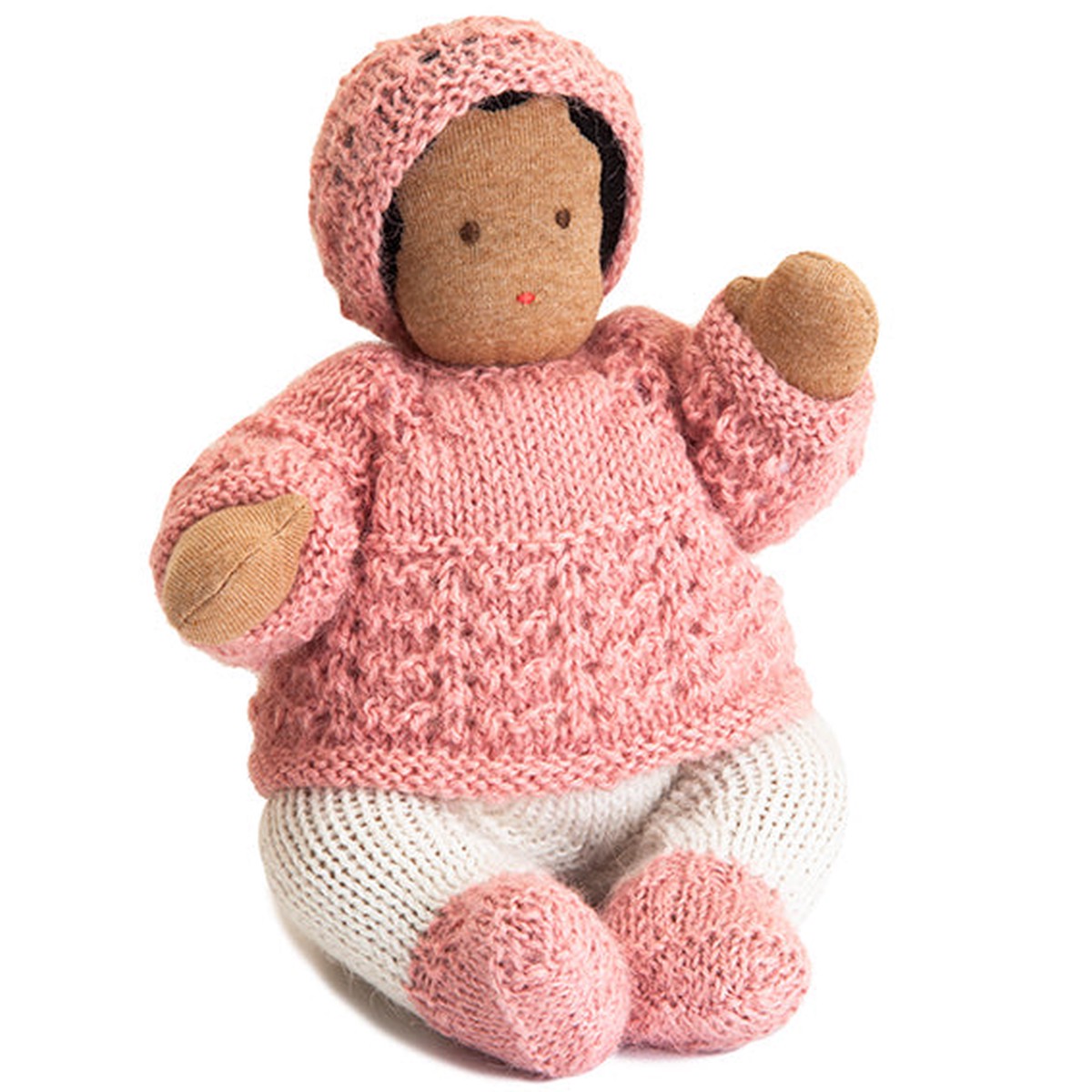 9 Waldorf Bendable Baby Doll in Pink Sweater Brown