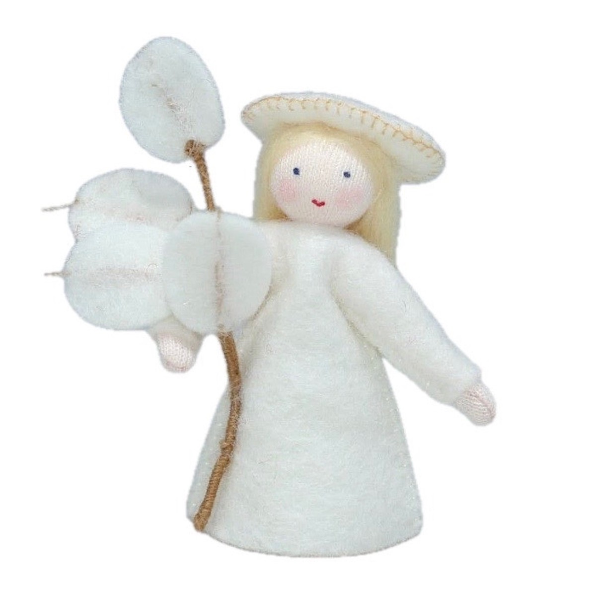 Silver Dollar Fairy Holding Flowers White