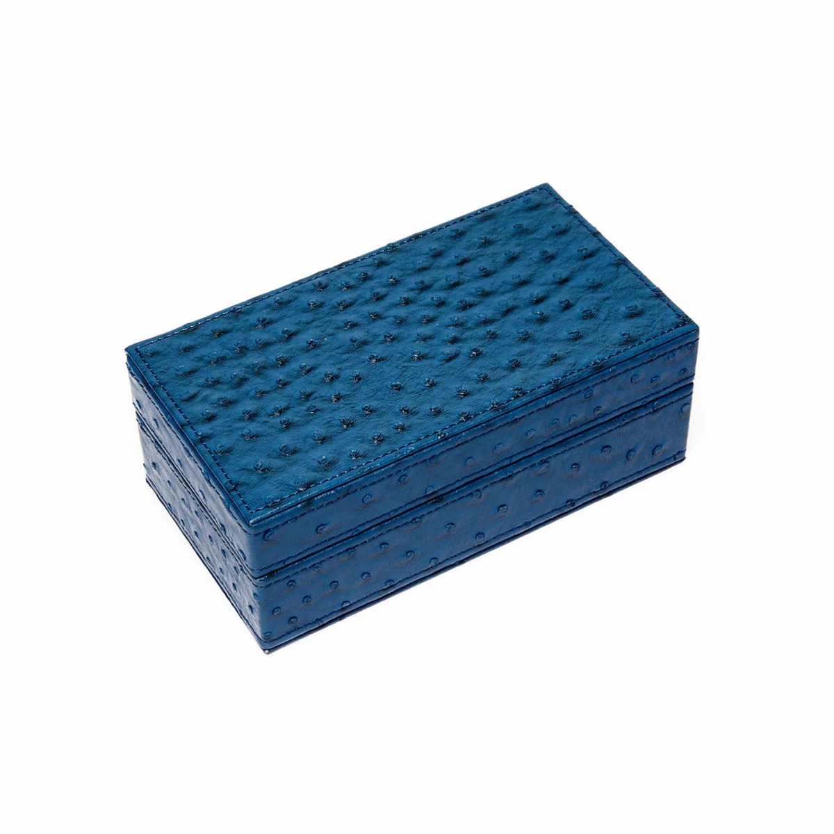 BLUE OSTRICH LEATHER POKER SET